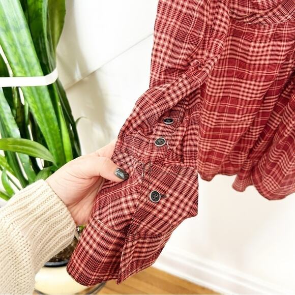 NWT Free People We The Free Red Combo Plaid Catalina Remade Shirt Combo Tunic S - Picture 9 of 10